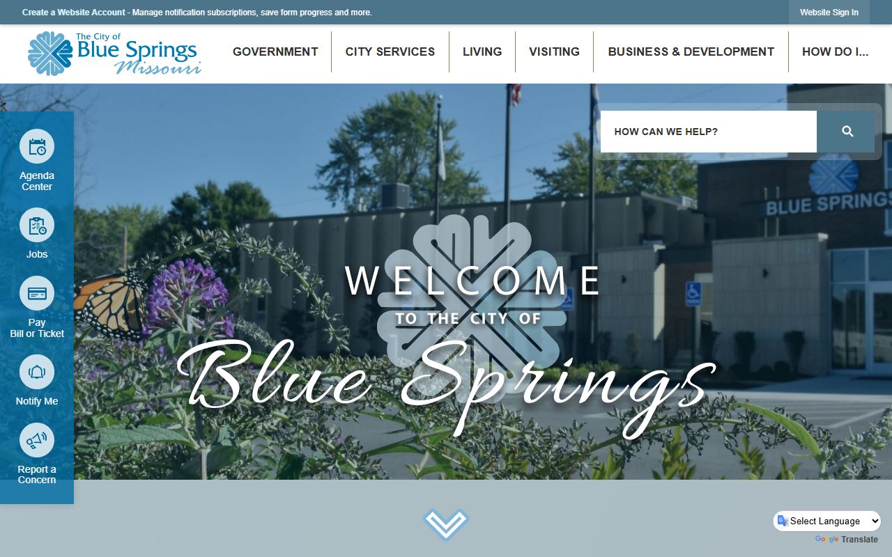 Blue Springs White Pages city government website