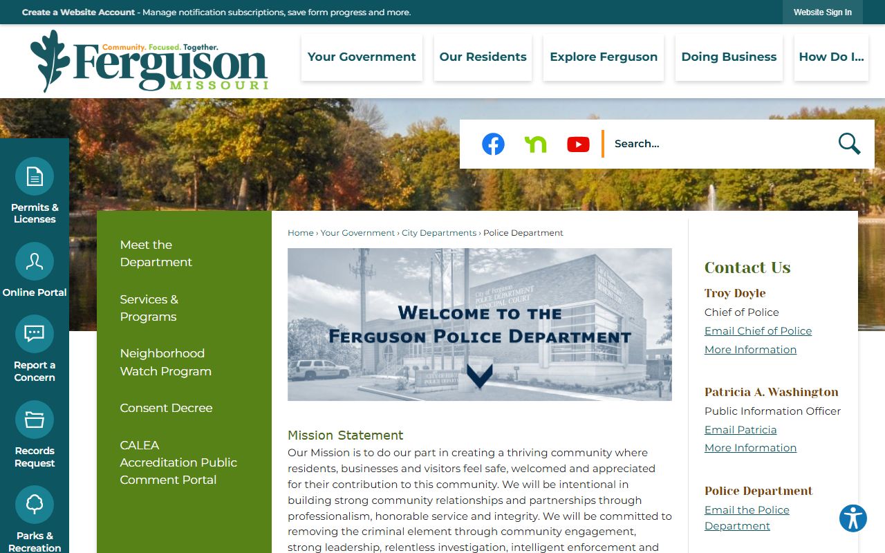 Ferguson White Pages police department records