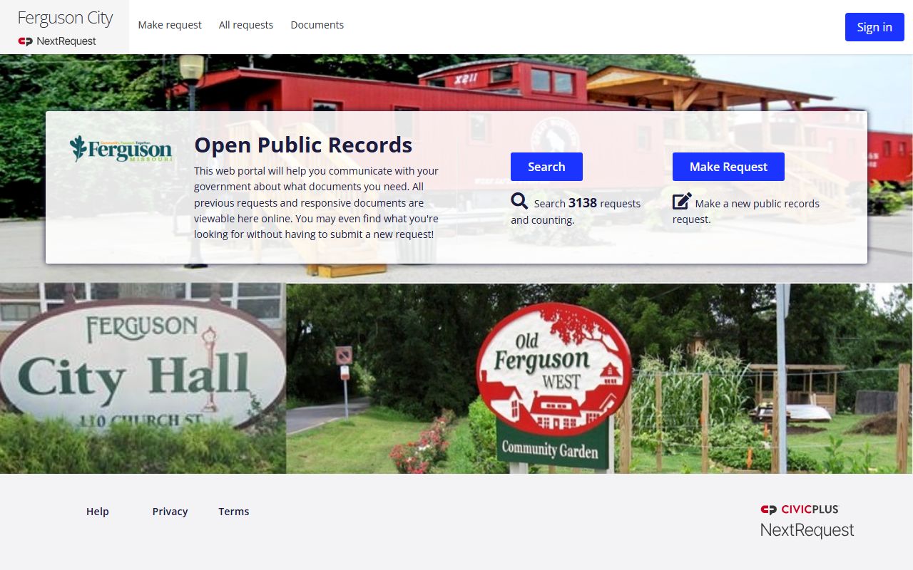 Ferguson White Pages public records request portal