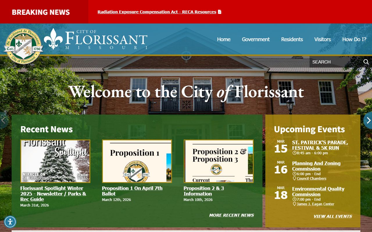 Florissant White Pages city government website