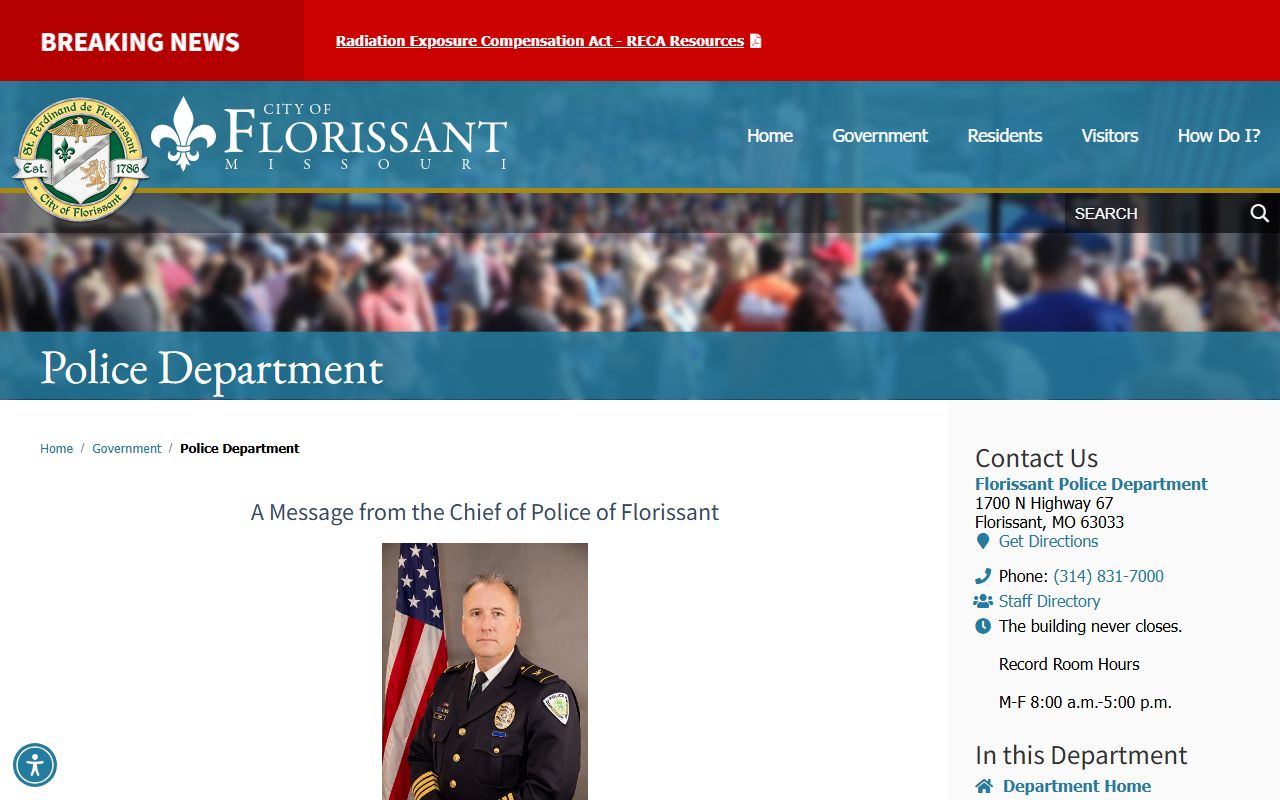 Florissant White Pages police department records