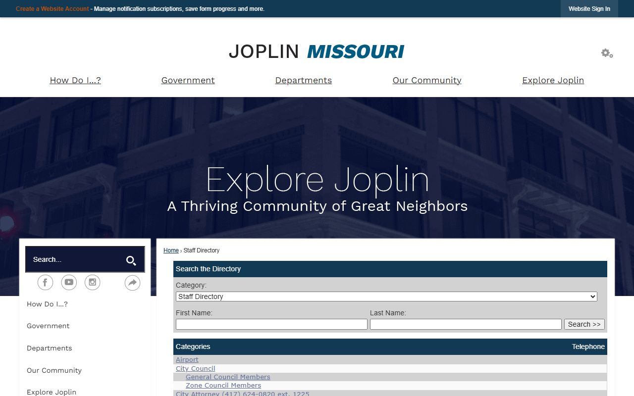 Joplin White Pages staff directory