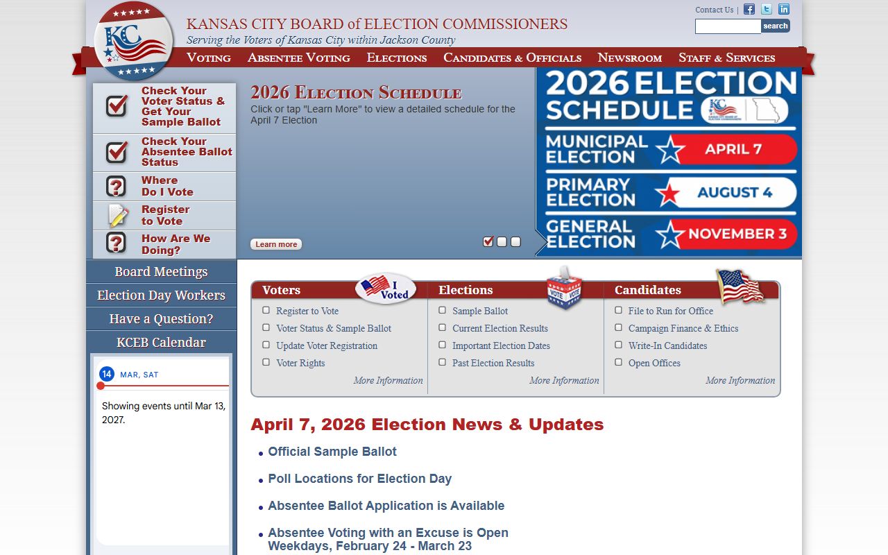 Kansas City Board of Election Commissioners white pages voter lookup