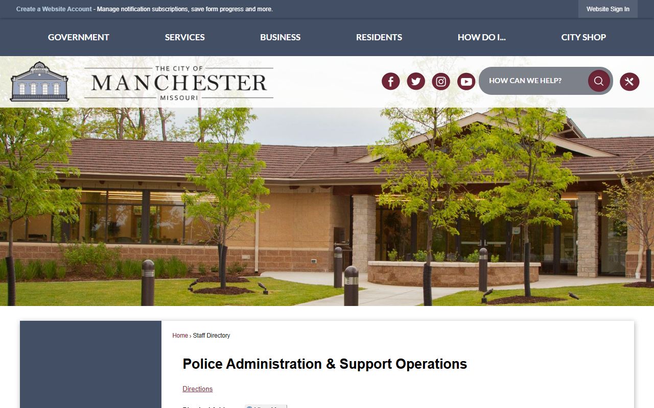 Manchester White Pages police department staff directory