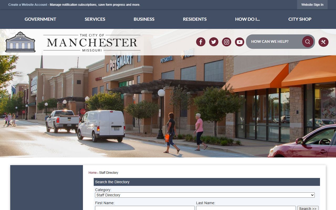 Manchester White Pages staff directory with contact information