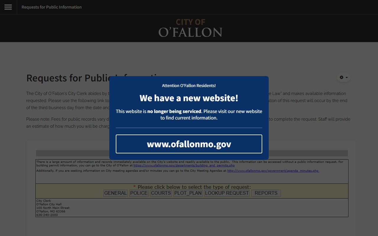 O'Fallon City Clerk public records for white pages searches