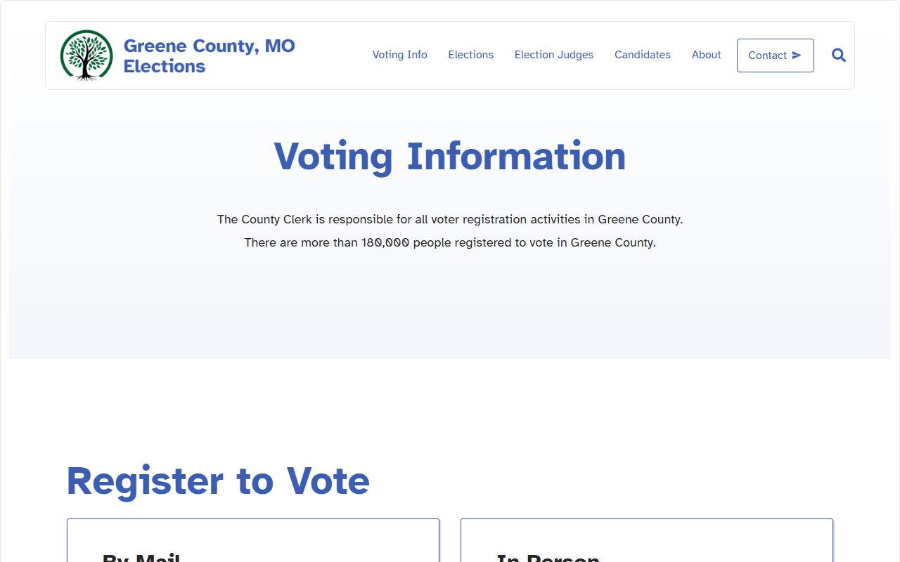 Greene County Clerk voter registration for Springfield white pages