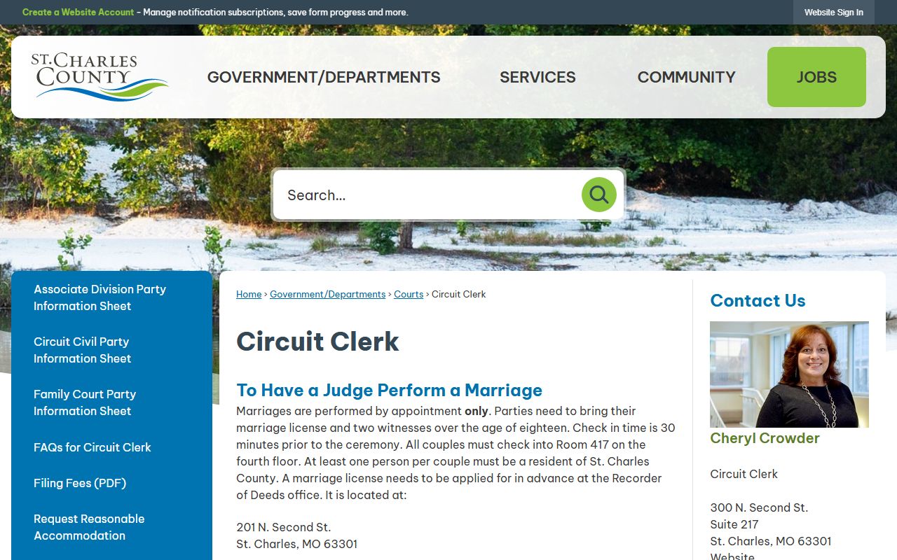 St. Charles White Pages circuit clerk court records
