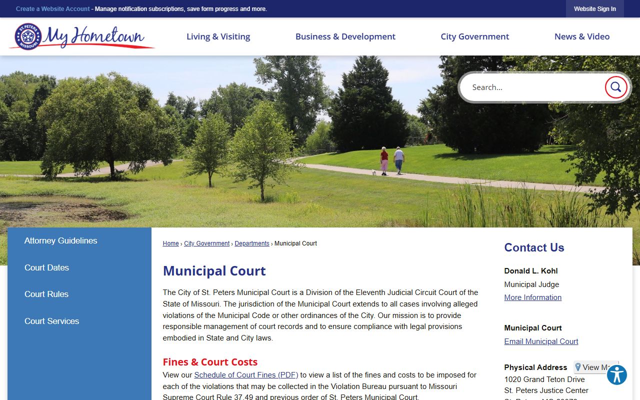 St. Peters White Pages municipal court records