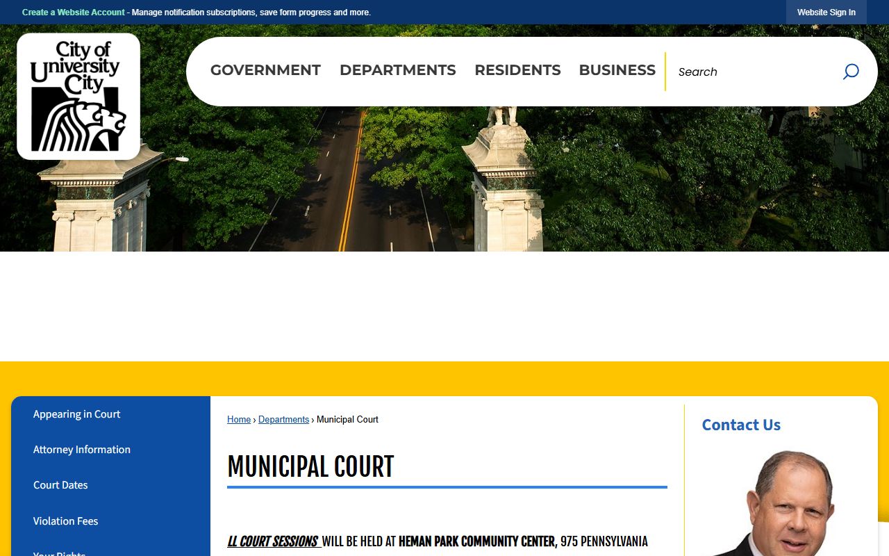 University City White Pages municipal court case search