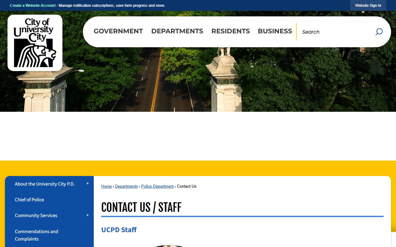 University City White Pages police department contacts