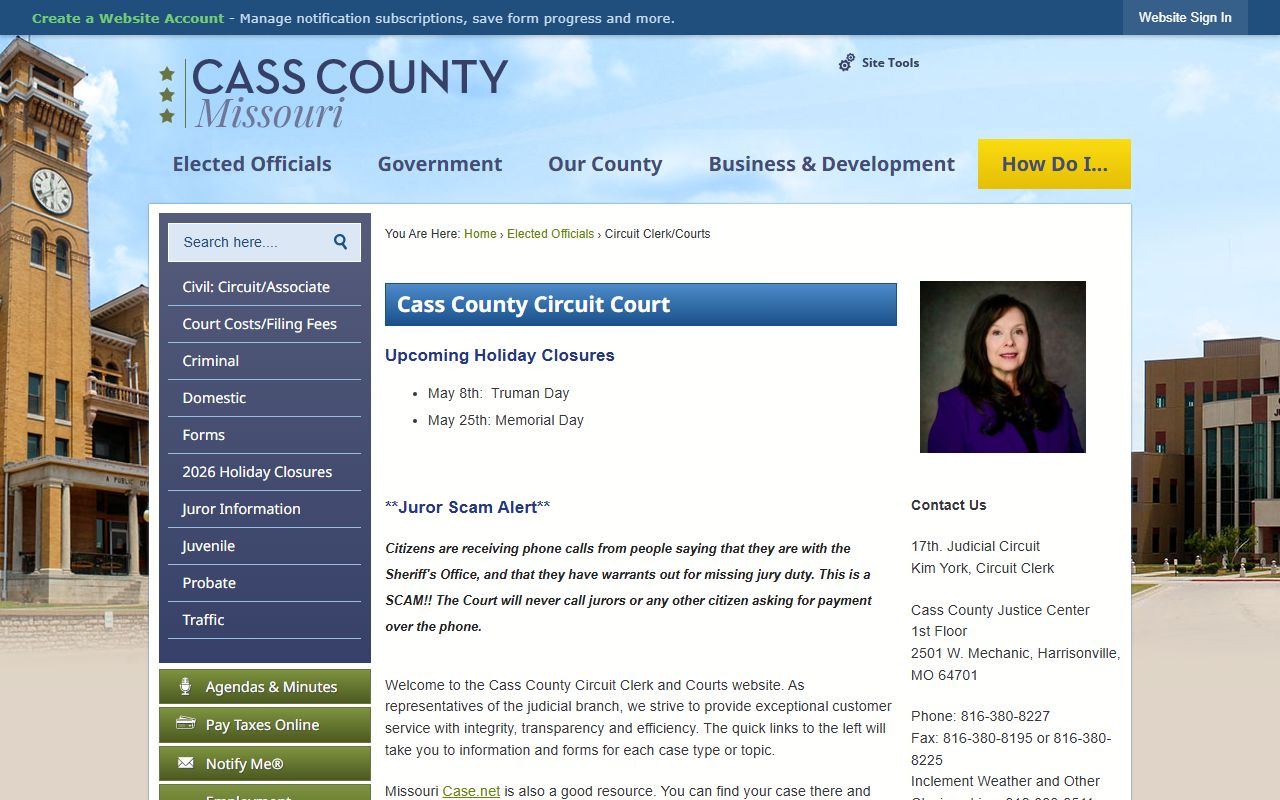 Cass County White Pages circuit clerk court records