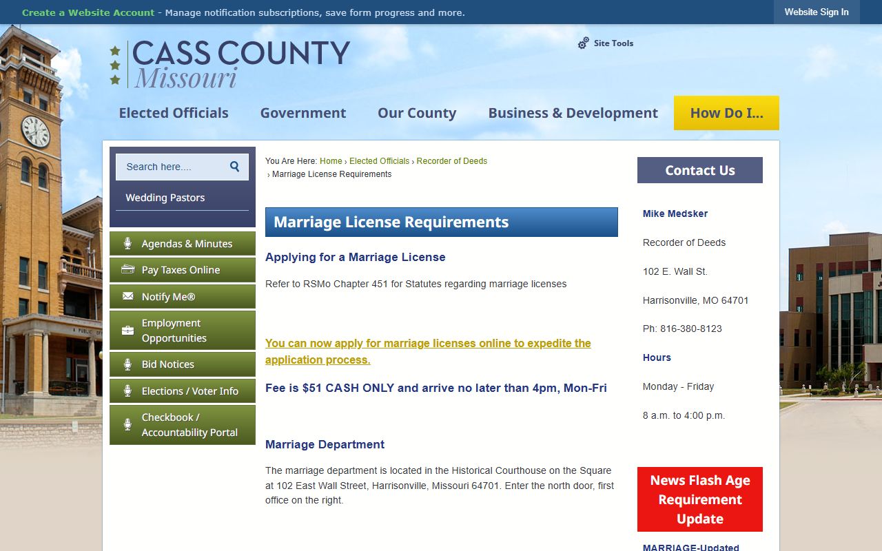 Cass County White Pages marriage license records