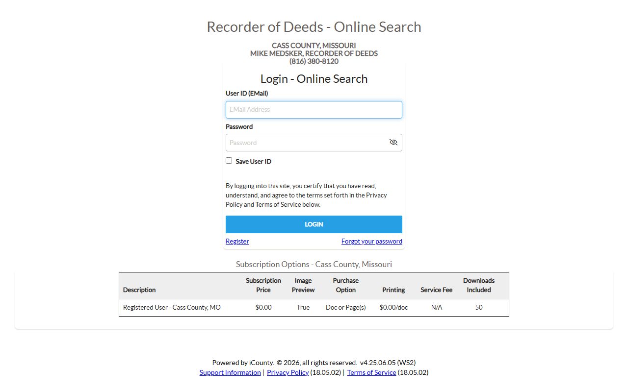 Cass County White Pages recorder of deeds property search