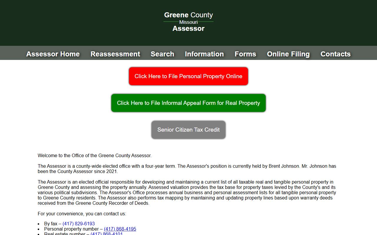 Greene County White Pages Assessor property search tool