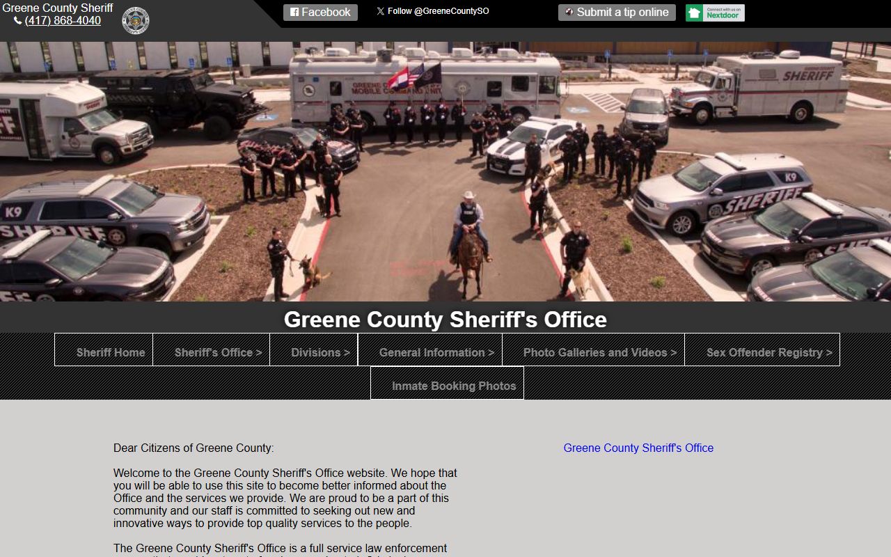 Greene County White Pages Sheriff's Office jail and records search