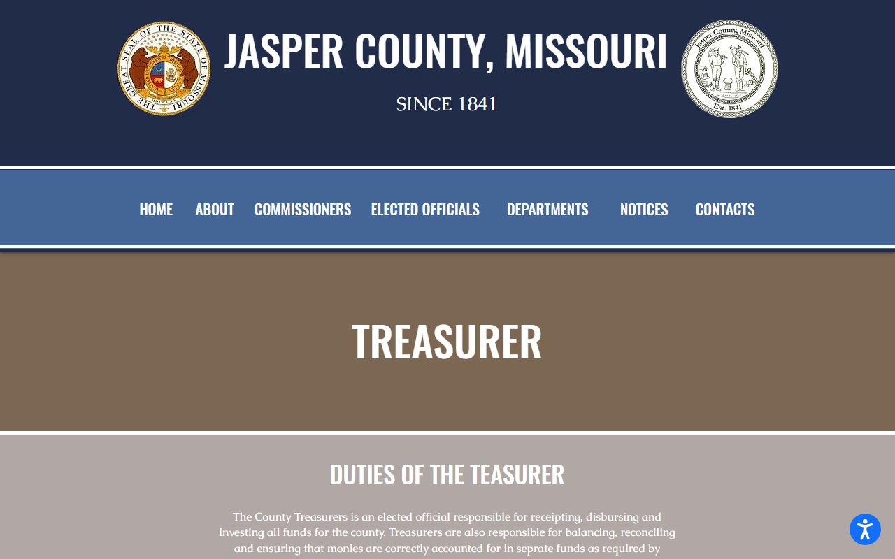 Jasper County White Pages treasurer tax records
