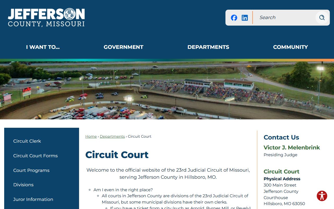 Jefferson County White Pages circuit court information page