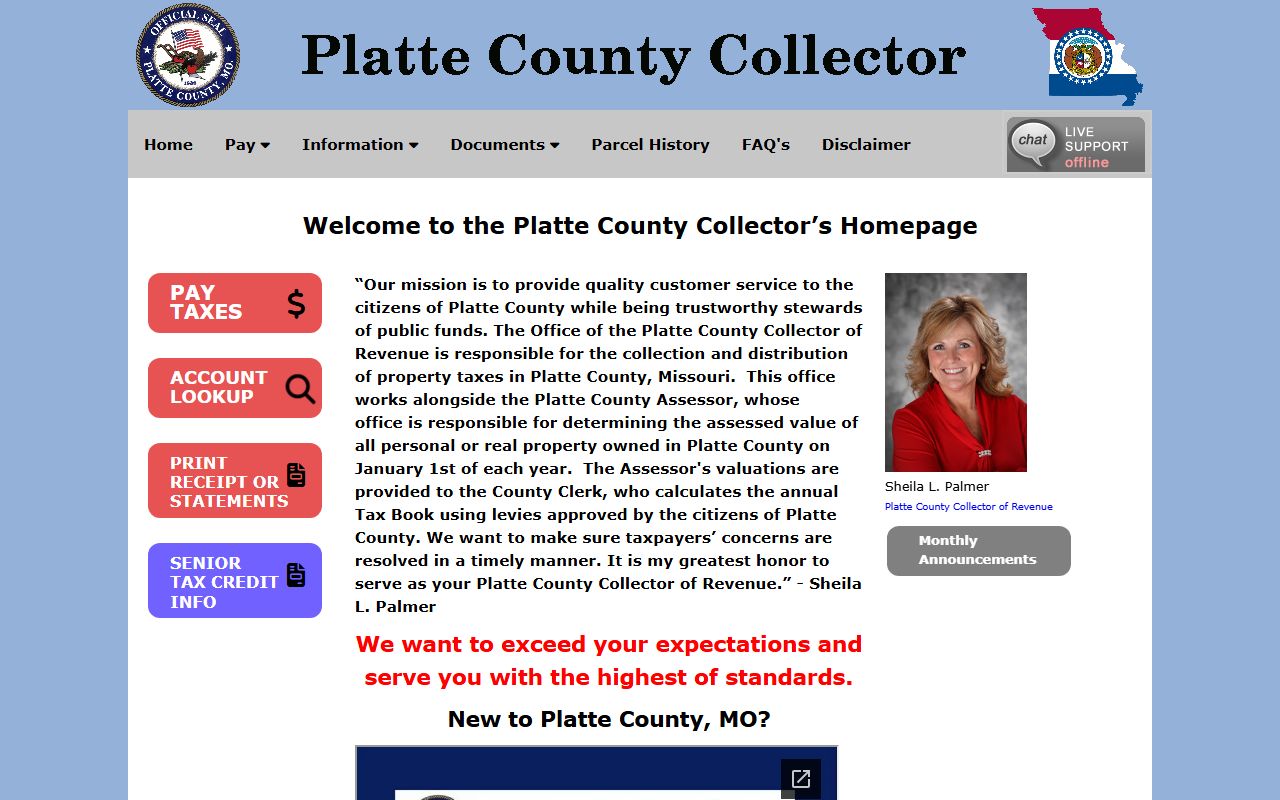 Platte County White Pages tax collector online payments