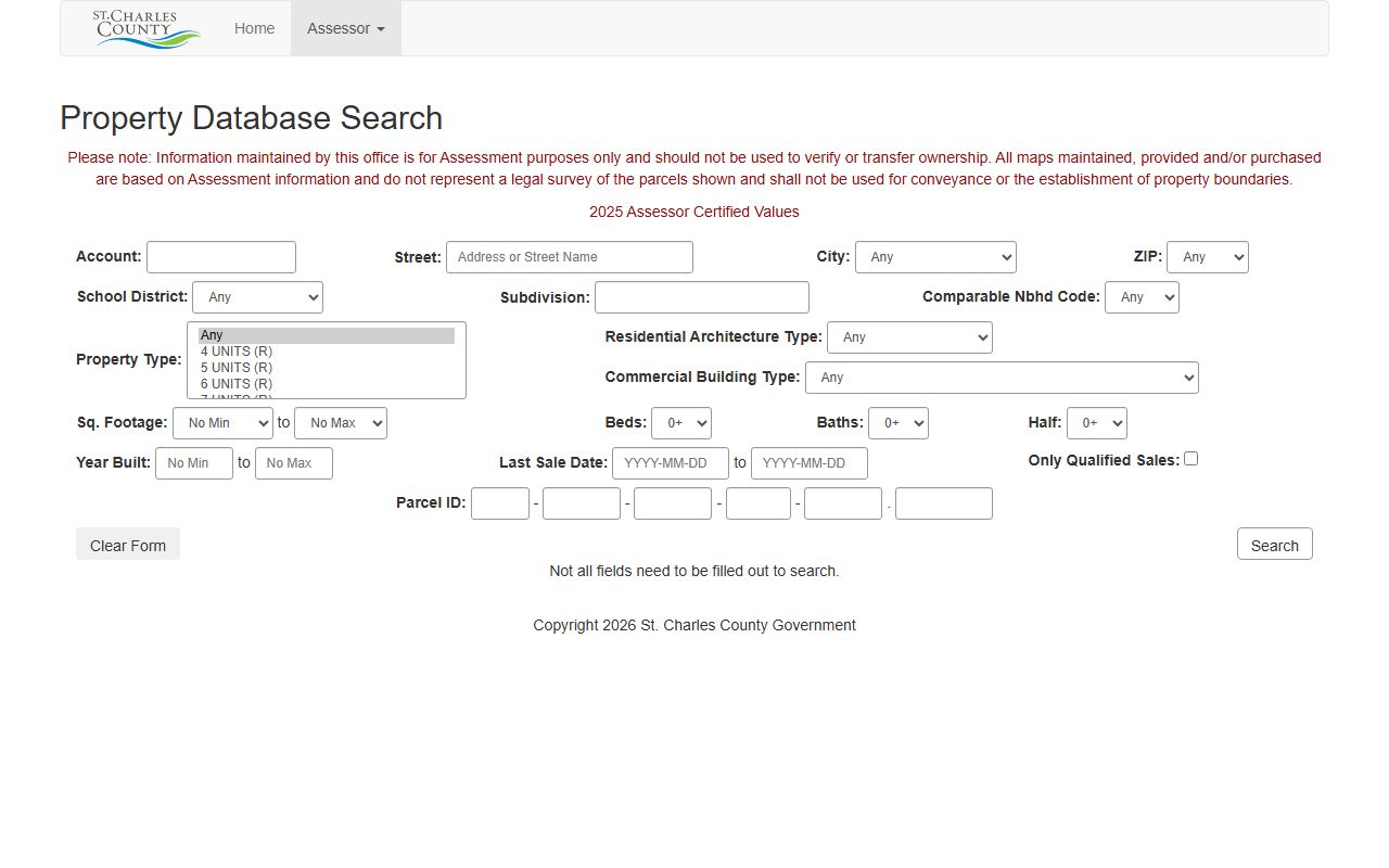 St. Charles County White Pages Assessor property search database