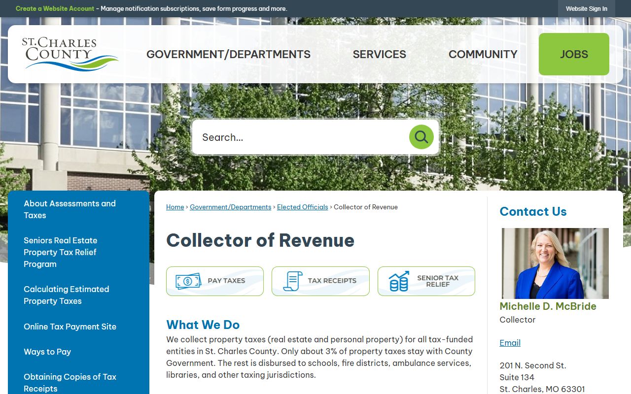 St. Charles County White Pages Collector of Revenue tax records