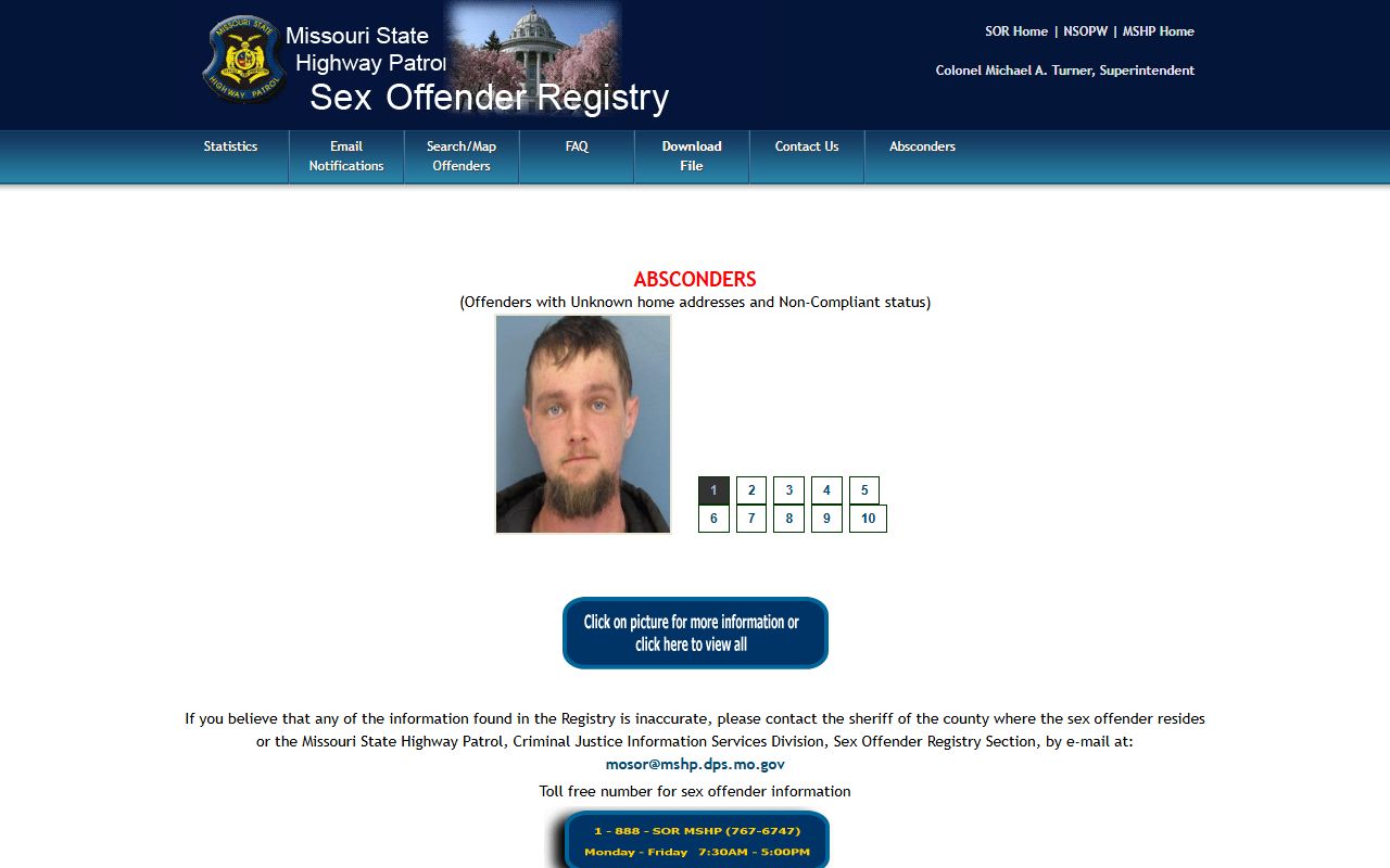 Missouri White Pages sex offender registry search